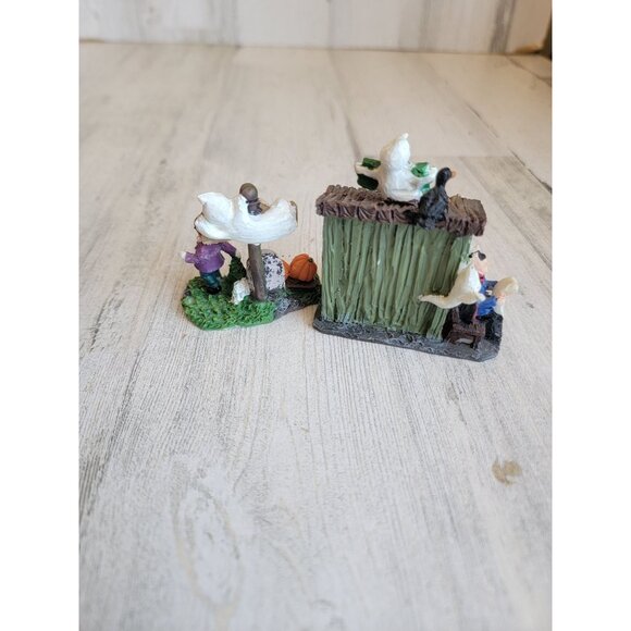 Halloween ghost boy newsstand trick or treat pumpkin set Village accessory - Picture 5 of 6